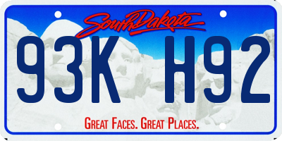 SD license plate 93KH92