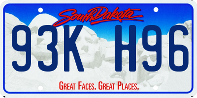 SD license plate 93KH96
