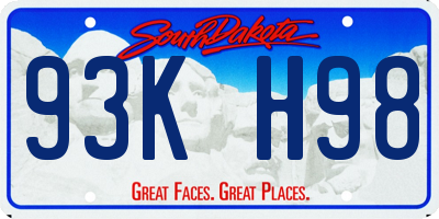 SD license plate 93KH98