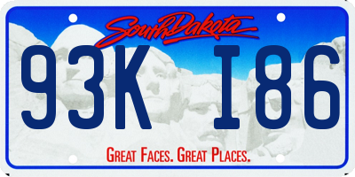 SD license plate 93KI86
