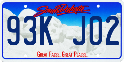 SD license plate 93KJ02