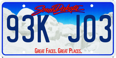 SD license plate 93KJ03