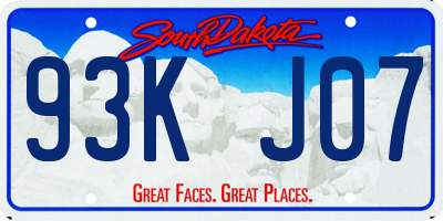 SD license plate 93KJ07