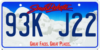 SD license plate 93KJ22