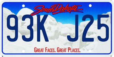 SD license plate 93KJ25