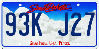 SD license plate 93KJ27