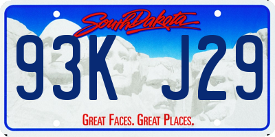 SD license plate 93KJ29