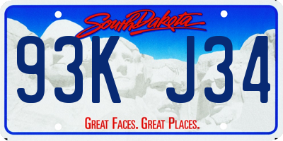 SD license plate 93KJ34