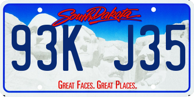 SD license plate 93KJ35