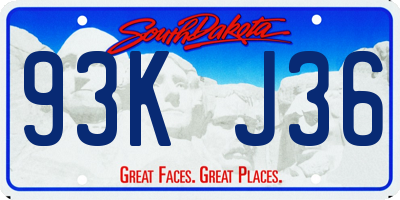 SD license plate 93KJ36