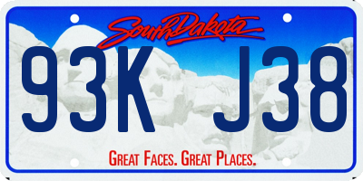 SD license plate 93KJ38