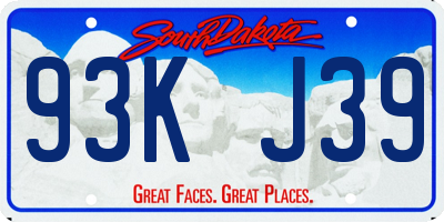 SD license plate 93KJ39