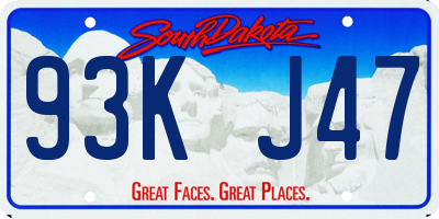 SD license plate 93KJ47