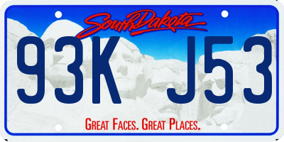 SD license plate 93KJ53
