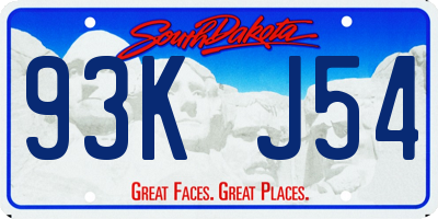 SD license plate 93KJ54