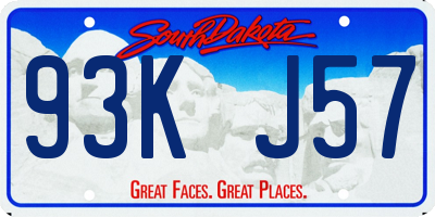 SD license plate 93KJ57