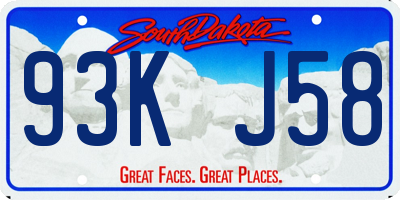 SD license plate 93KJ58