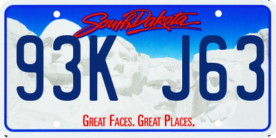 SD license plate 93KJ63