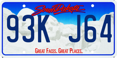 SD license plate 93KJ64