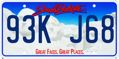 SD license plate 93KJ68