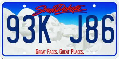 SD license plate 93KJ86