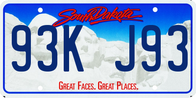 SD license plate 93KJ93