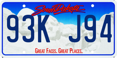 SD license plate 93KJ94