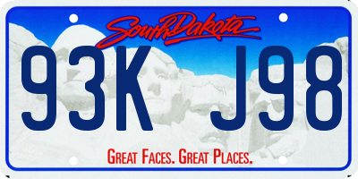SD license plate 93KJ98