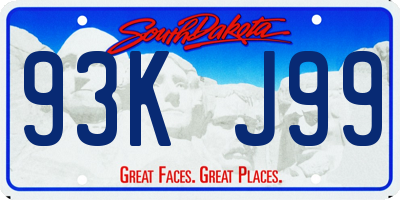 SD license plate 93KJ99