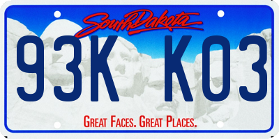 SD license plate 93KK03