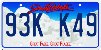SD license plate 93KK49