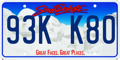 SD license plate 93KK80