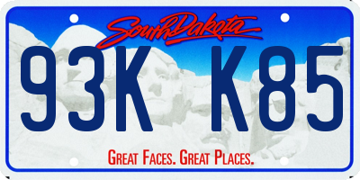 SD license plate 93KK85