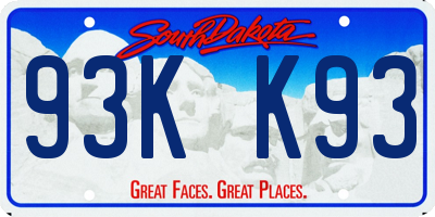 SD license plate 93KK93