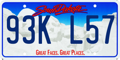 SD license plate 93KL57