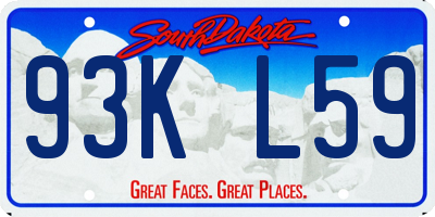 SD license plate 93KL59
