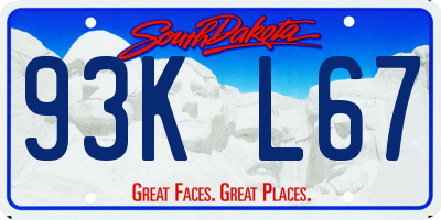 SD license plate 93KL67
