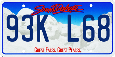 SD license plate 93KL68