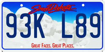 SD license plate 93KL89