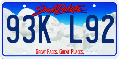 SD license plate 93KL92