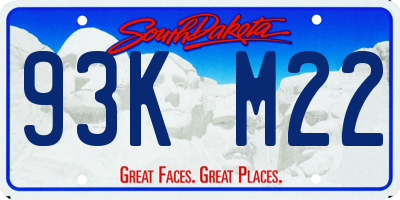 SD license plate 93KM22