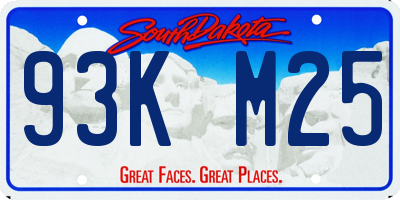 SD license plate 93KM25