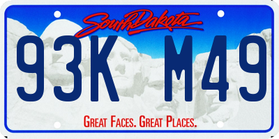 SD license plate 93KM49