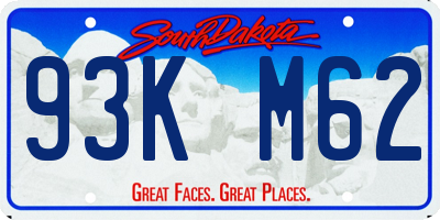 SD license plate 93KM62