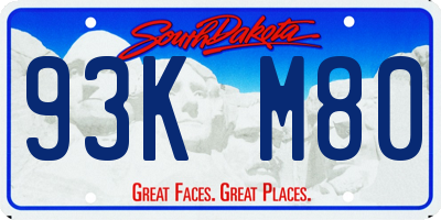 SD license plate 93KM80