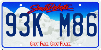 SD license plate 93KM86