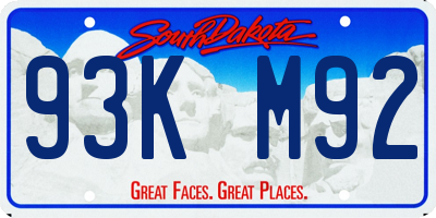 SD license plate 93KM92