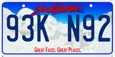 SD license plate 93KN92