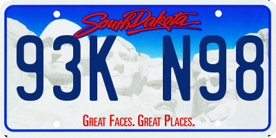 SD license plate 93KN98