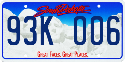 SD license plate 93KO06